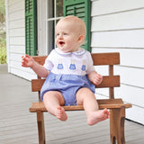 Storybook Bunny Trio Blue Gingham Collared Bubble