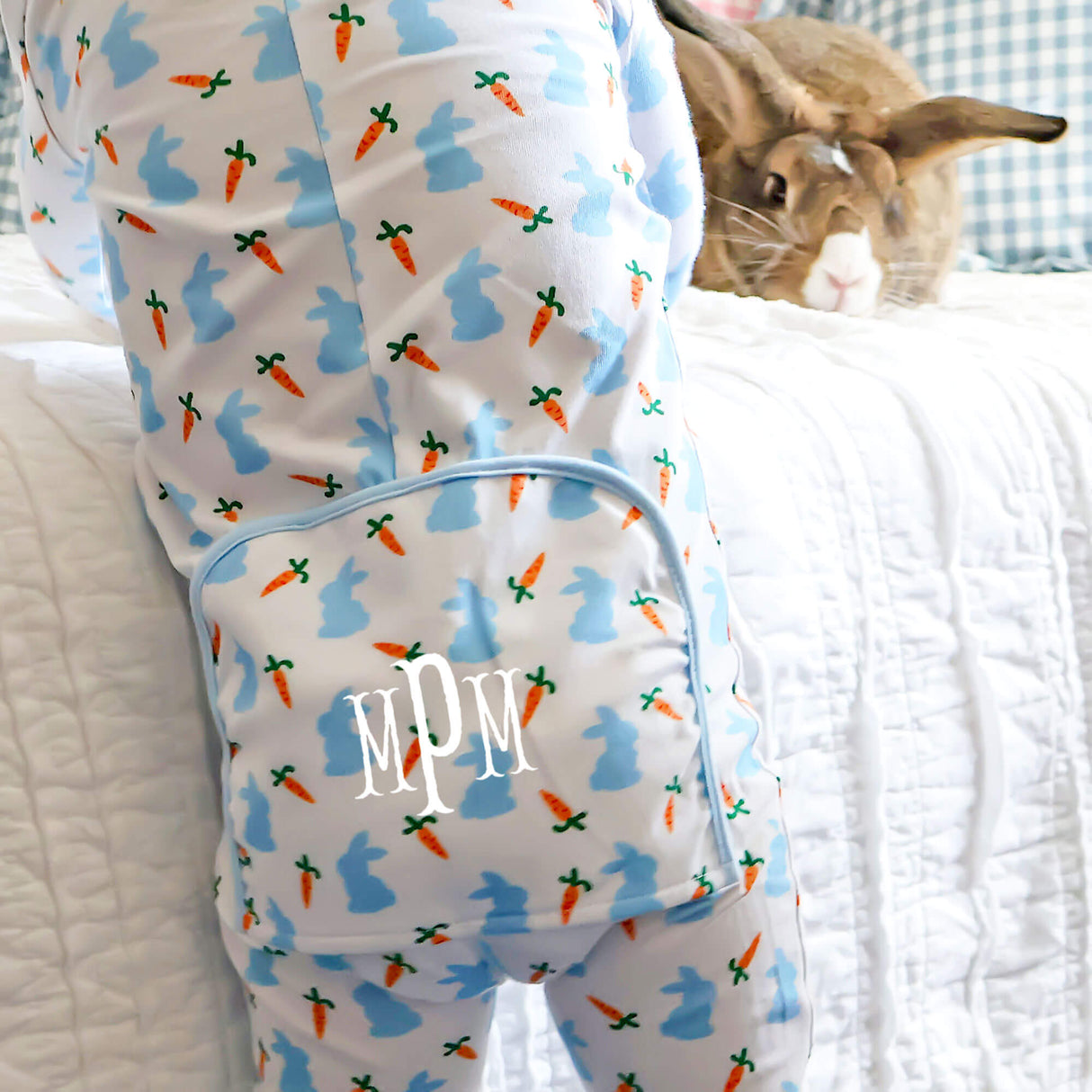 Bunnies & Carrots Blue Zip Sleeper