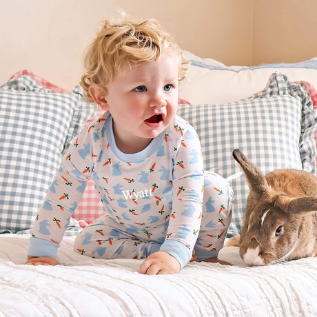 Bunnies & Carrots Blue Pajamas