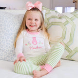Easter Bunny Pink Trim Green Stripe Pajamas