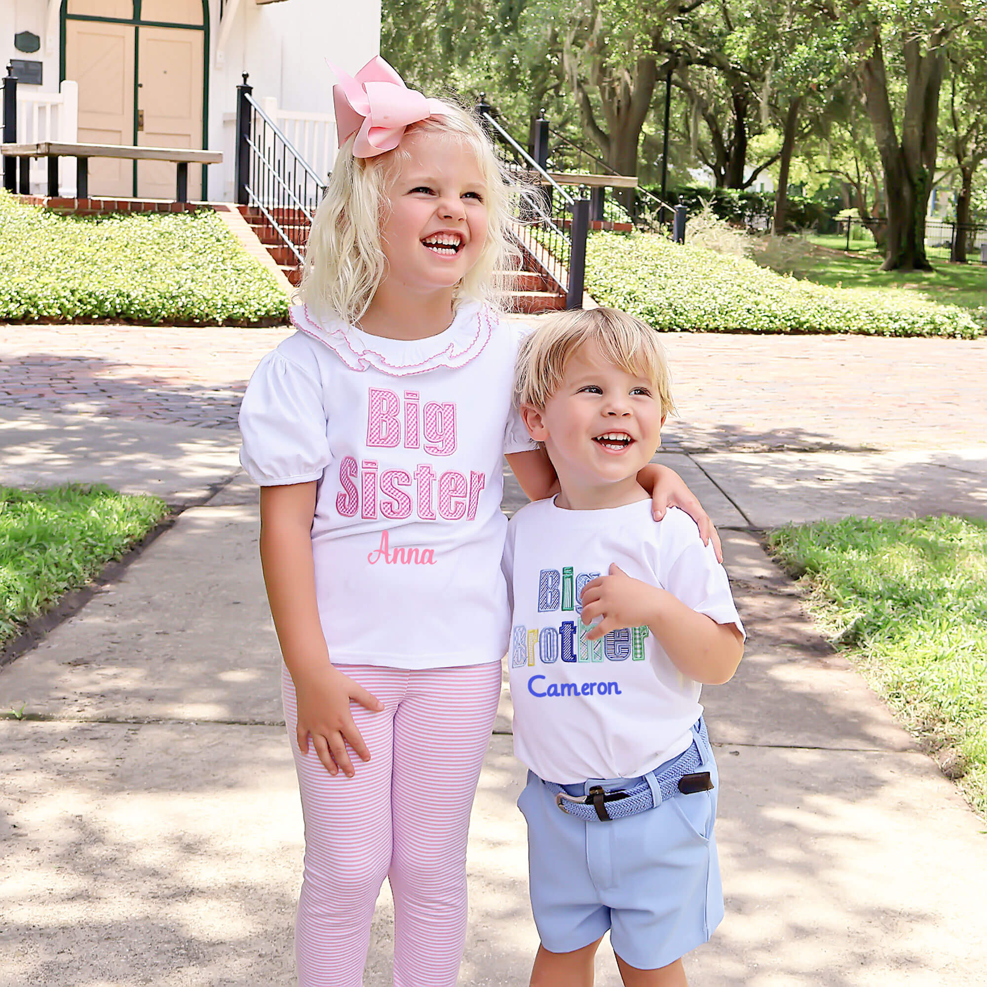 Big Sister Pink Gingham Applique Ruffle Top – Classic Whimsy