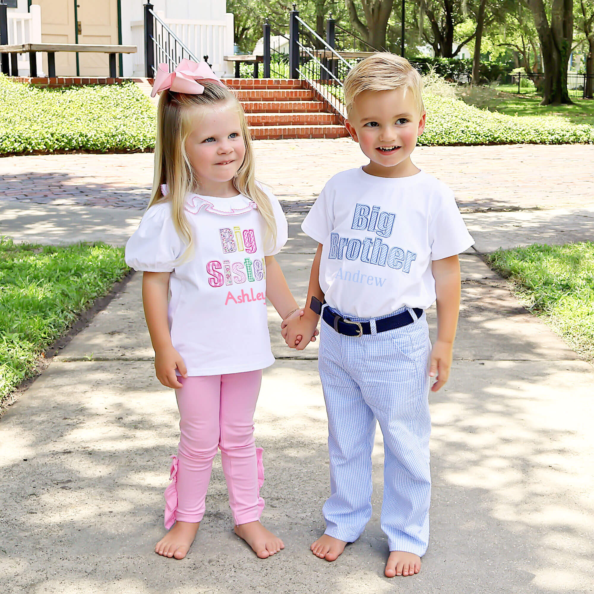 Big Brother Blue Gingham Applique Short Sleeve Shirt – Classic Whimsy