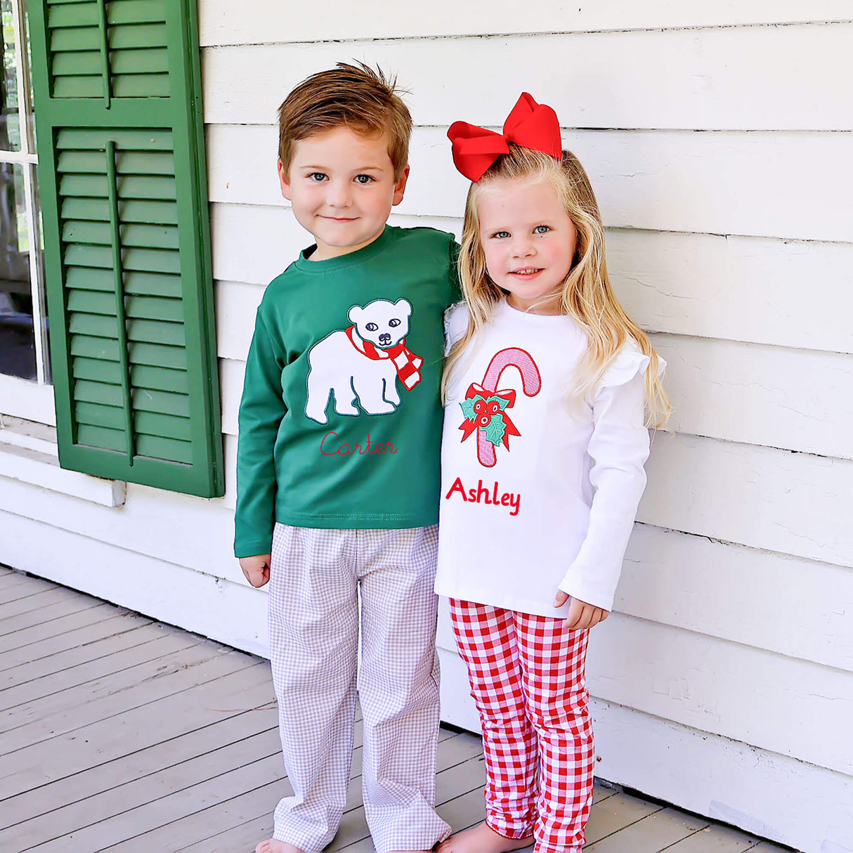 Candy Cane White Long Sleeve Top