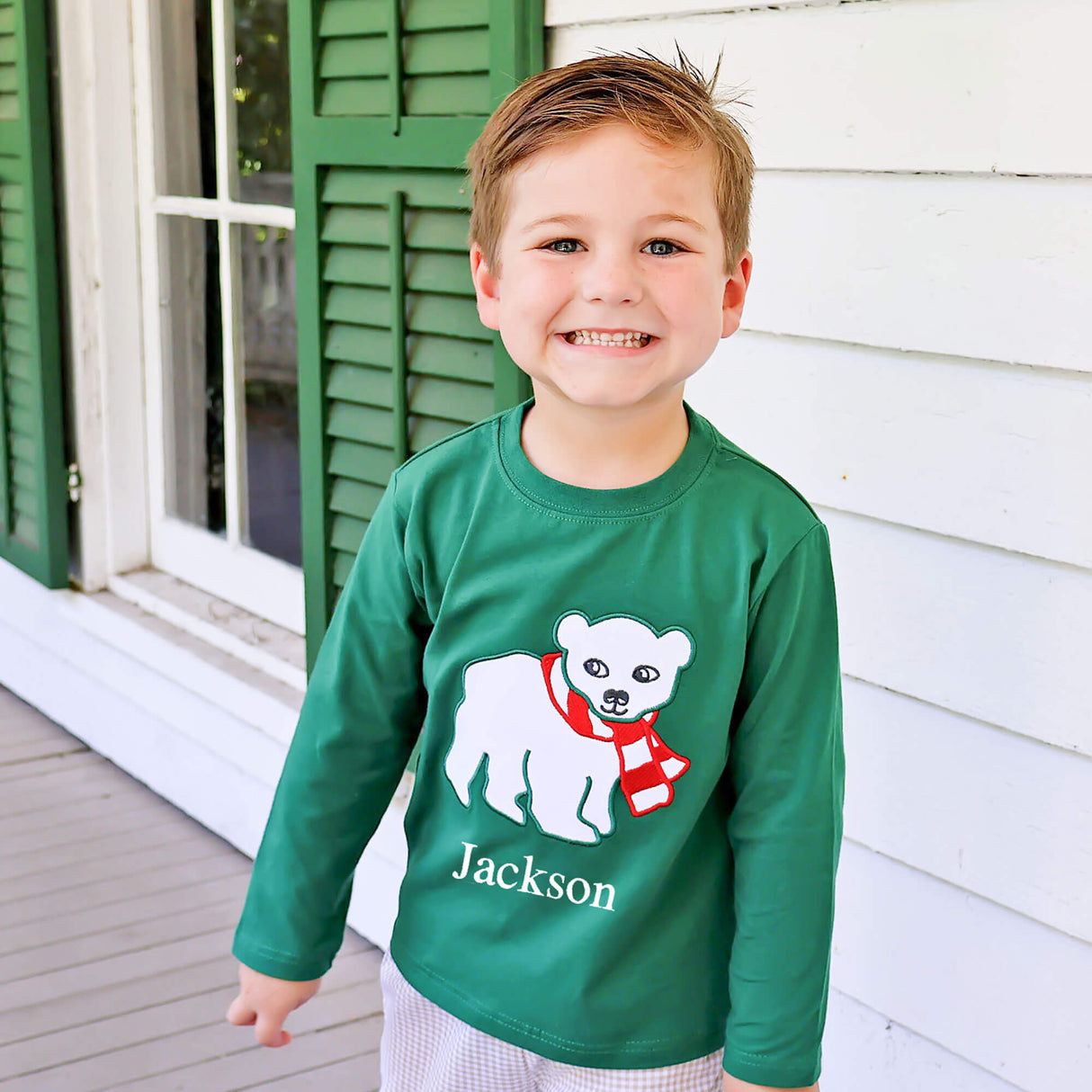 Polar Bear Hunter Green Long Sleeve Shirt