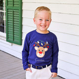 Reindeer Lights Navy Long Sleeve Shirt