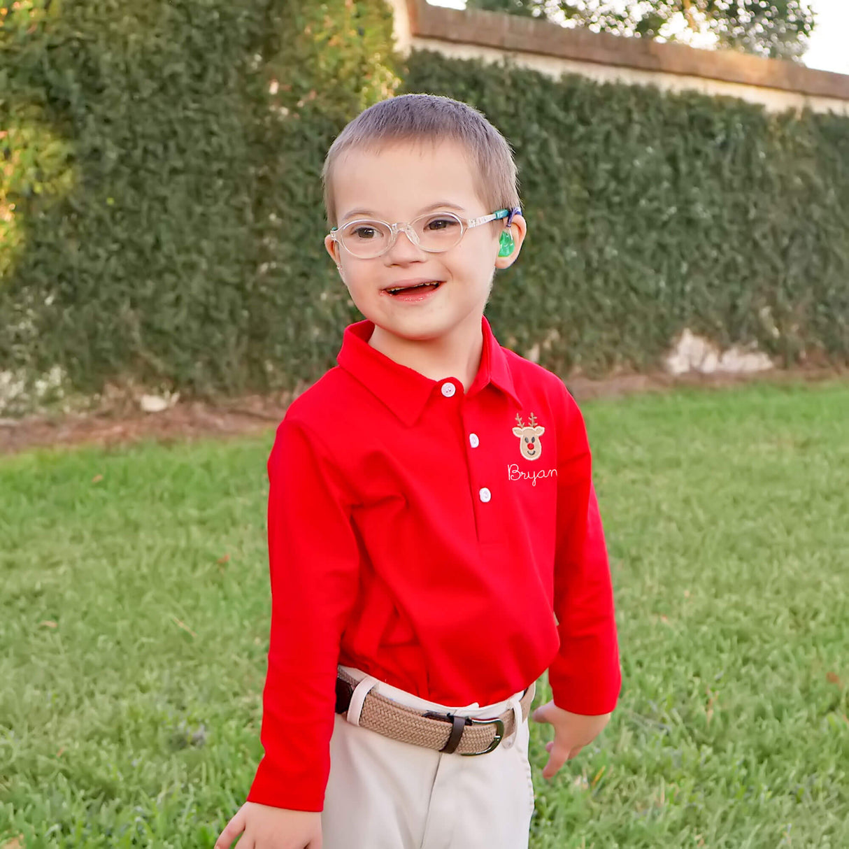 Reindeer Red Long Sleeve Polo