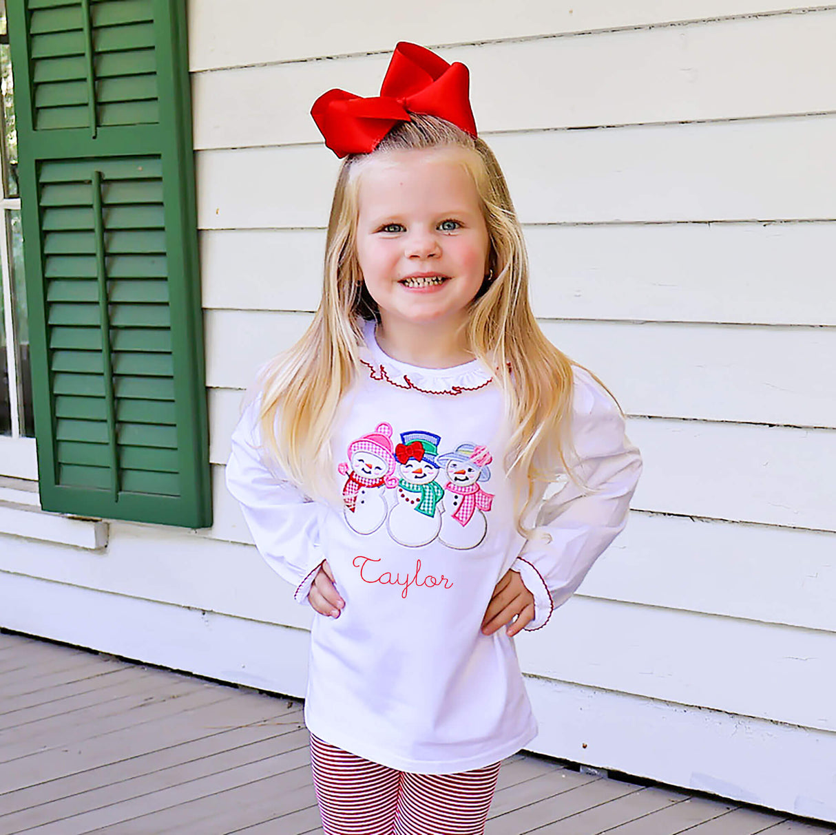 Snowman White Long Sleeve Top
