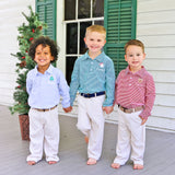 Christmas Tree Light Blue Stripe Polo