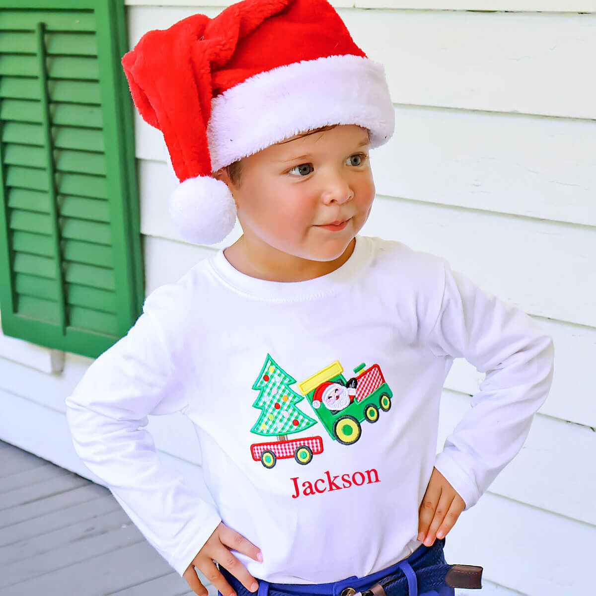 Christmas Train White Long Sleeve Shirt