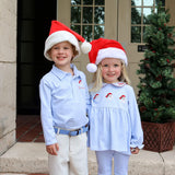 Happy Santa Light Blue Stripe Polo Shirt