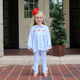 Happy Santa Light Blue Stripe Riley Legging Set