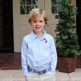 Happy Santa Light Blue Stripe Polo Shirt