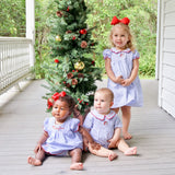 Happy Santa Blue Stripe Lola Dress