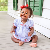 Happy Santa Blue Stripe Skirt Bubble