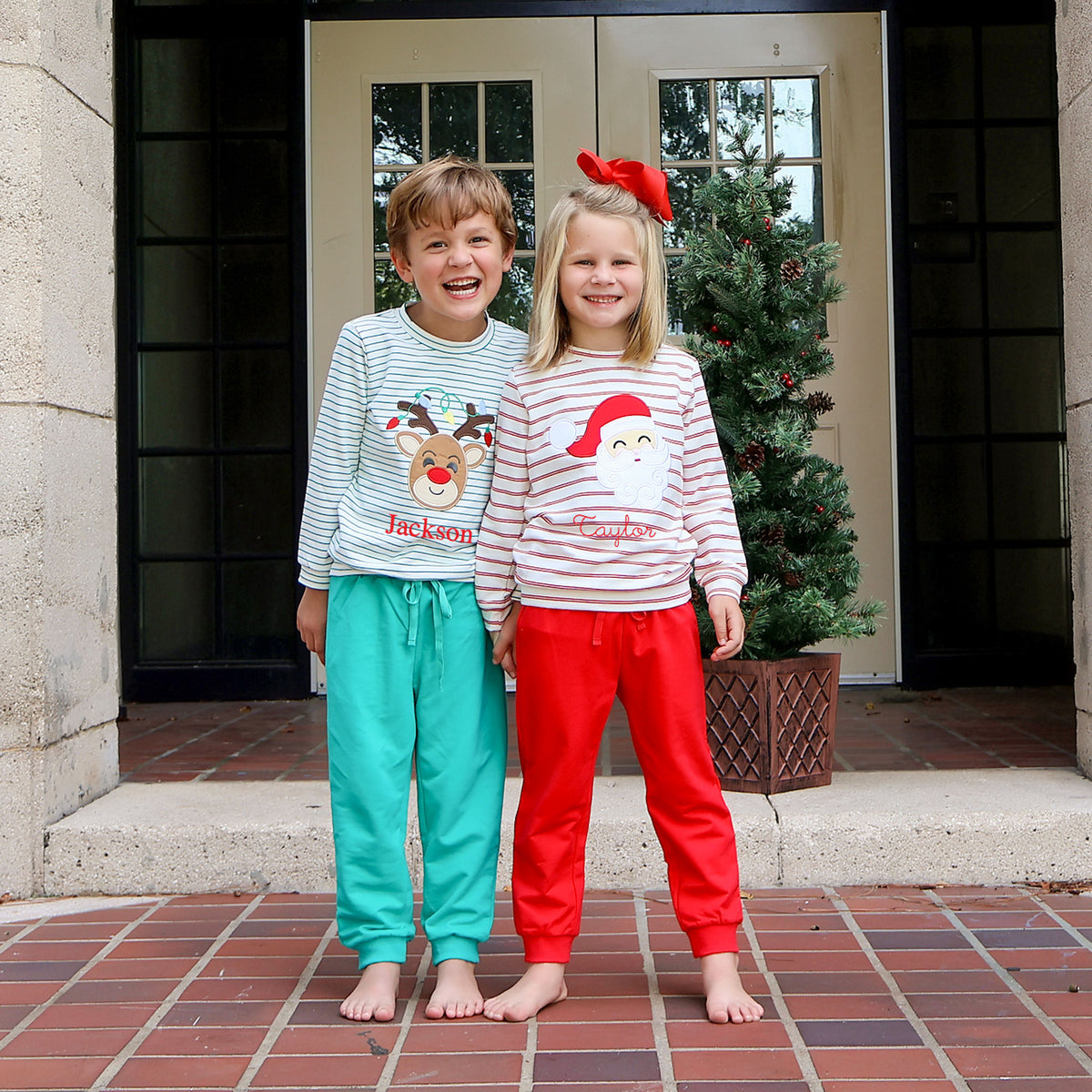 Happy Santa Red Stripe Jogger Set