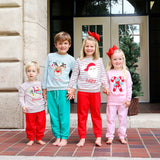 Santa's Airplane Red Stripe Jogger Set