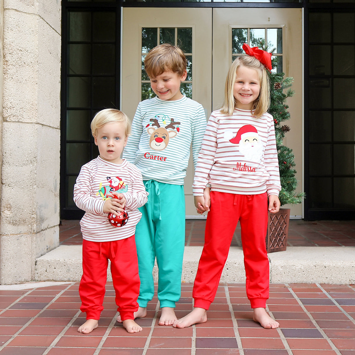 Happy Santa Red Stripe Jogger Set