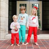 Santa's Airplane Red Stripe Jogger Set