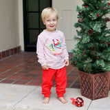 Santa's Airplane Red Stripe Jogger Set