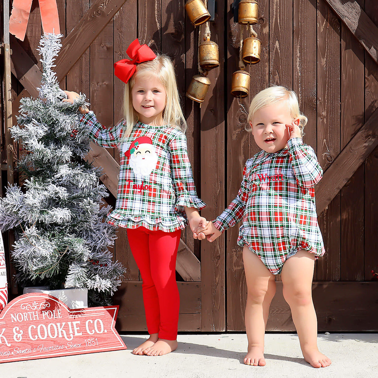 Happy Santa Sinclair Plaid Milly Legging Set