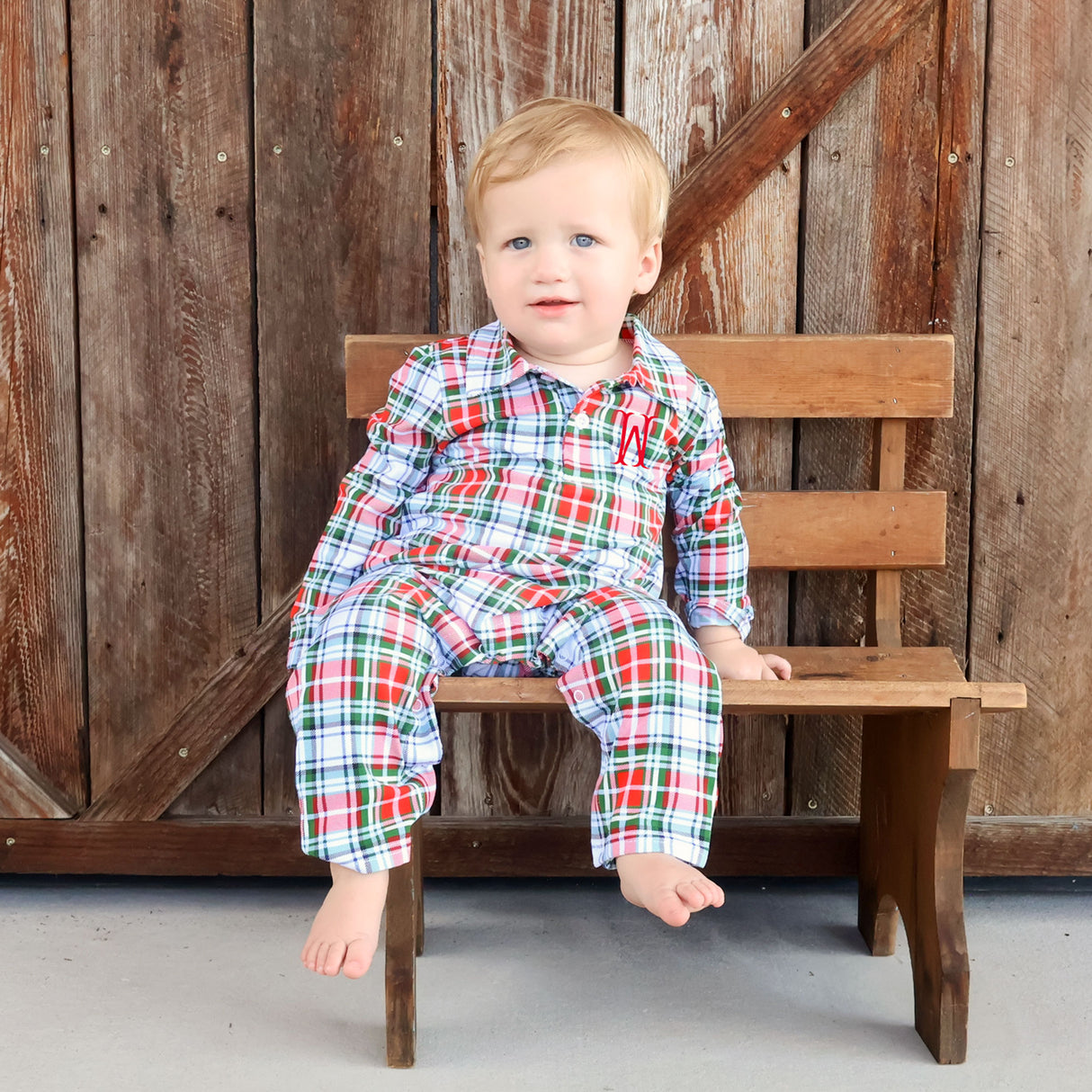 Sinclair Plaid Polo Romper