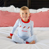 Happy Santa Trio Light Blue Stripe Pajamas