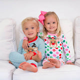 Reindeer Multi Polka Dot Pink Pajamas