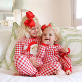 Happy Santa Red Gingham Pajamas