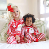 Happy Santa Red Gingham Pajamas