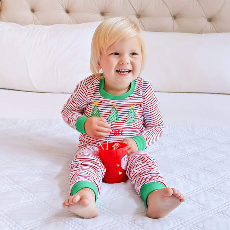Christmas Trees Red Stripe Pajamas
