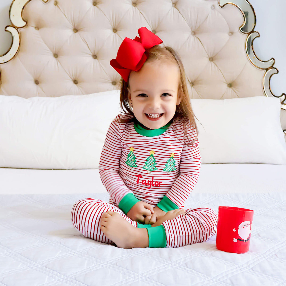 Christmas Trees Red Stripe Pajamas