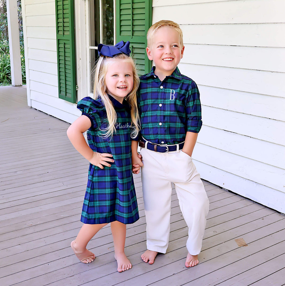 Hamilton Plaid Navy & Green Sally Dress