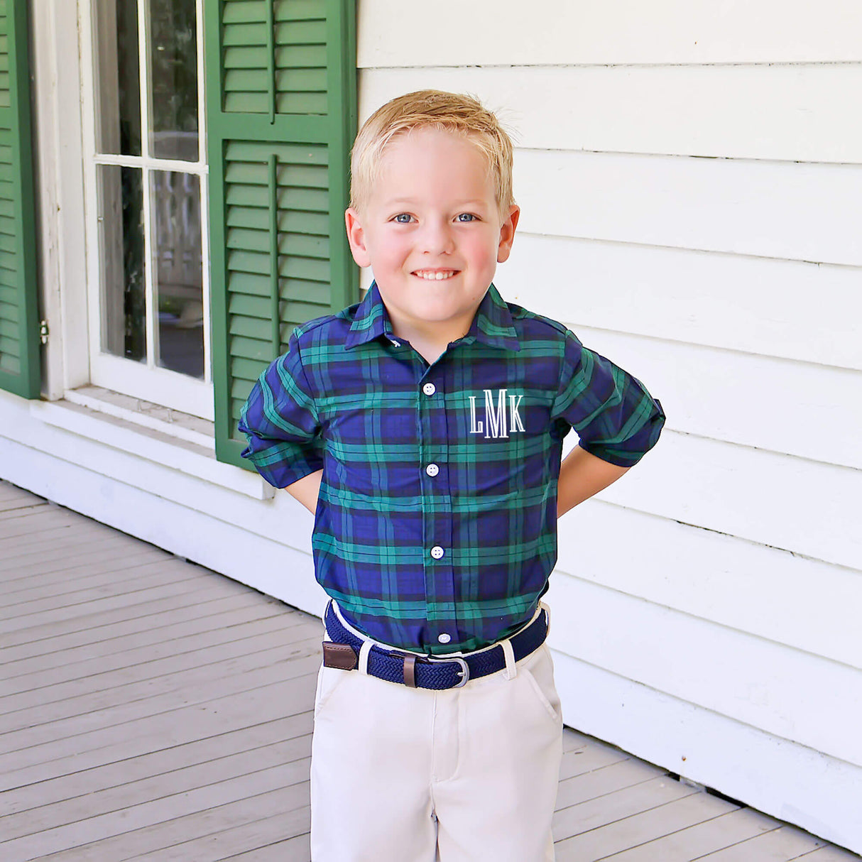 Hamilton Plaid Navy & Green Button Down Shirt