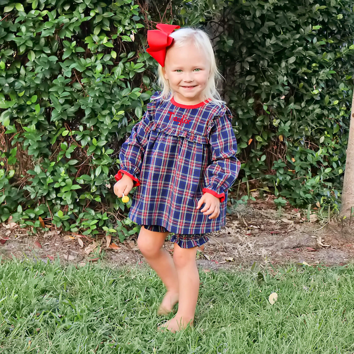Dunbar Plaid Royal Hattie Bloomer Set