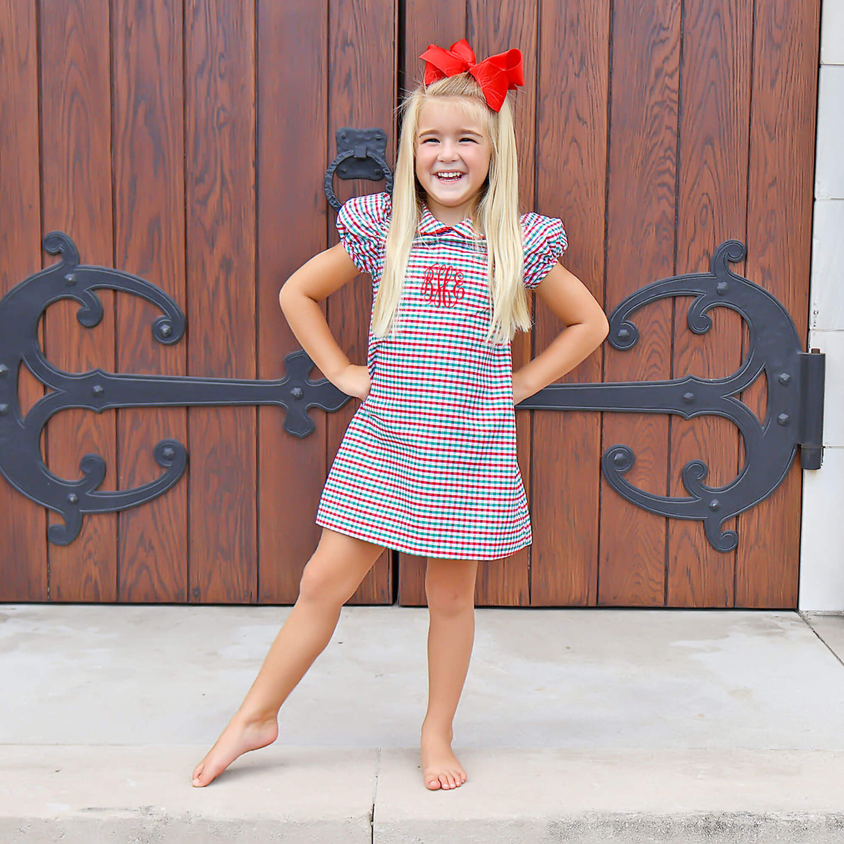 Christmas Card Gingham Sally Dress