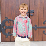 Christmas Card Gingham Button Down Shirt