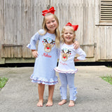 Reindeer Lights Blue Stripe Milly Legging Set