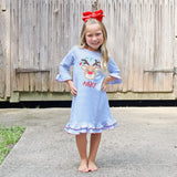 Reindeer Lights Blue Stripe Milly Dress