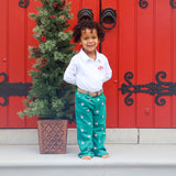 Happy Santa Green Corduroy Schiffli Standard Pants