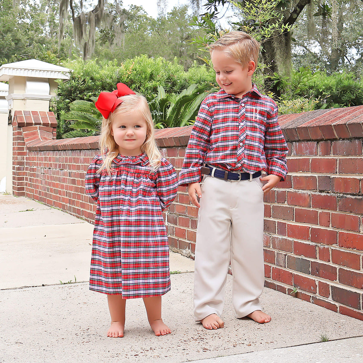 Seattle Red Plaid Ruffle Collared Dress