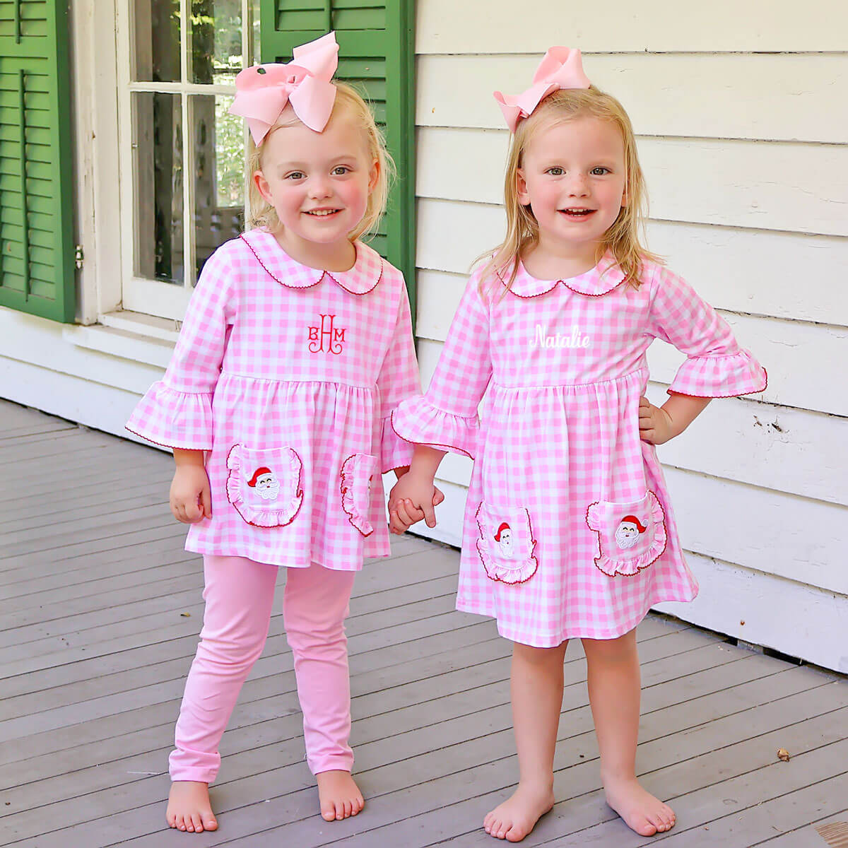 Happy Santa Pink Gingham Caroline Dress