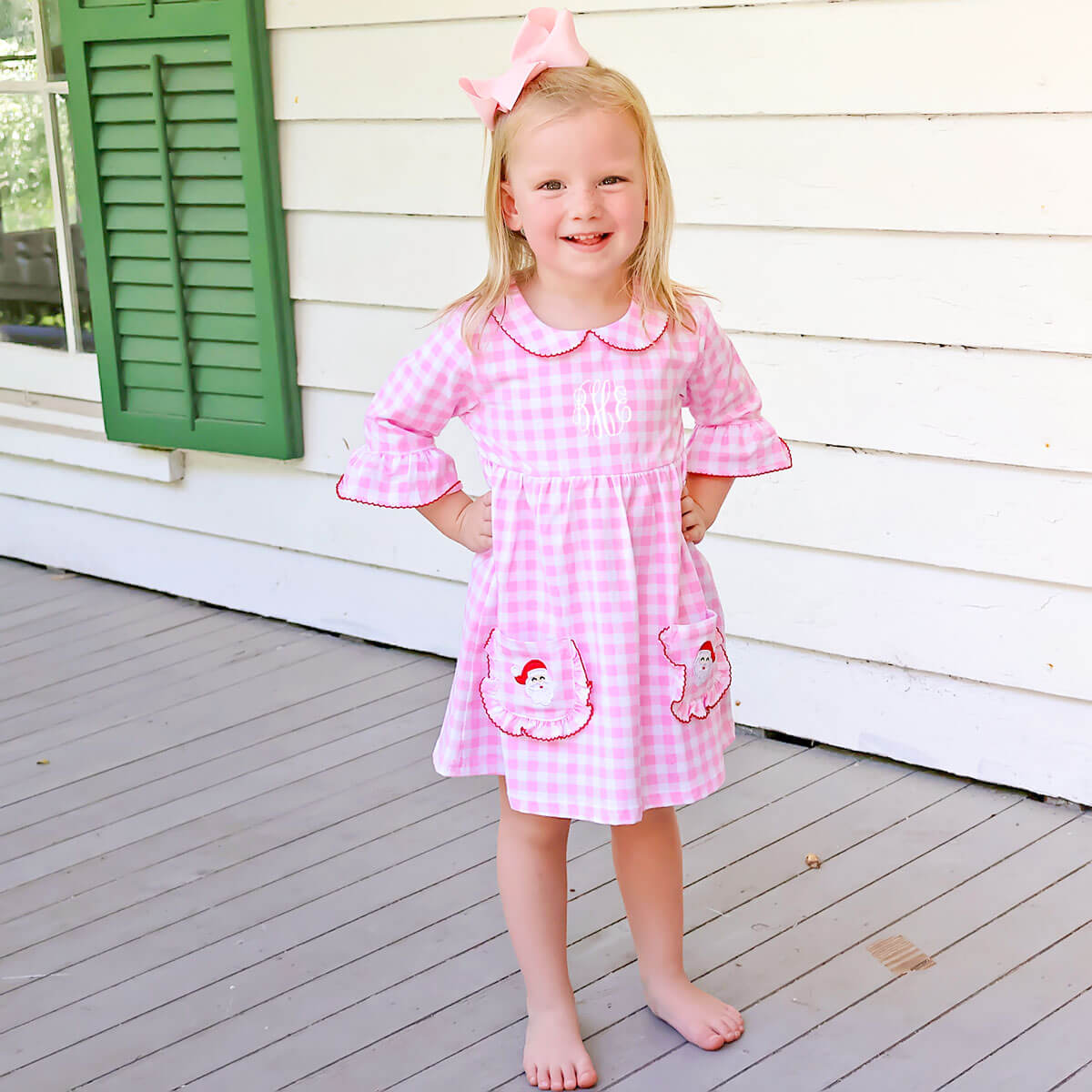 Happy Santa Pink Gingham Caroline Dress Happy Santa Pink Gingham Caroline Dress