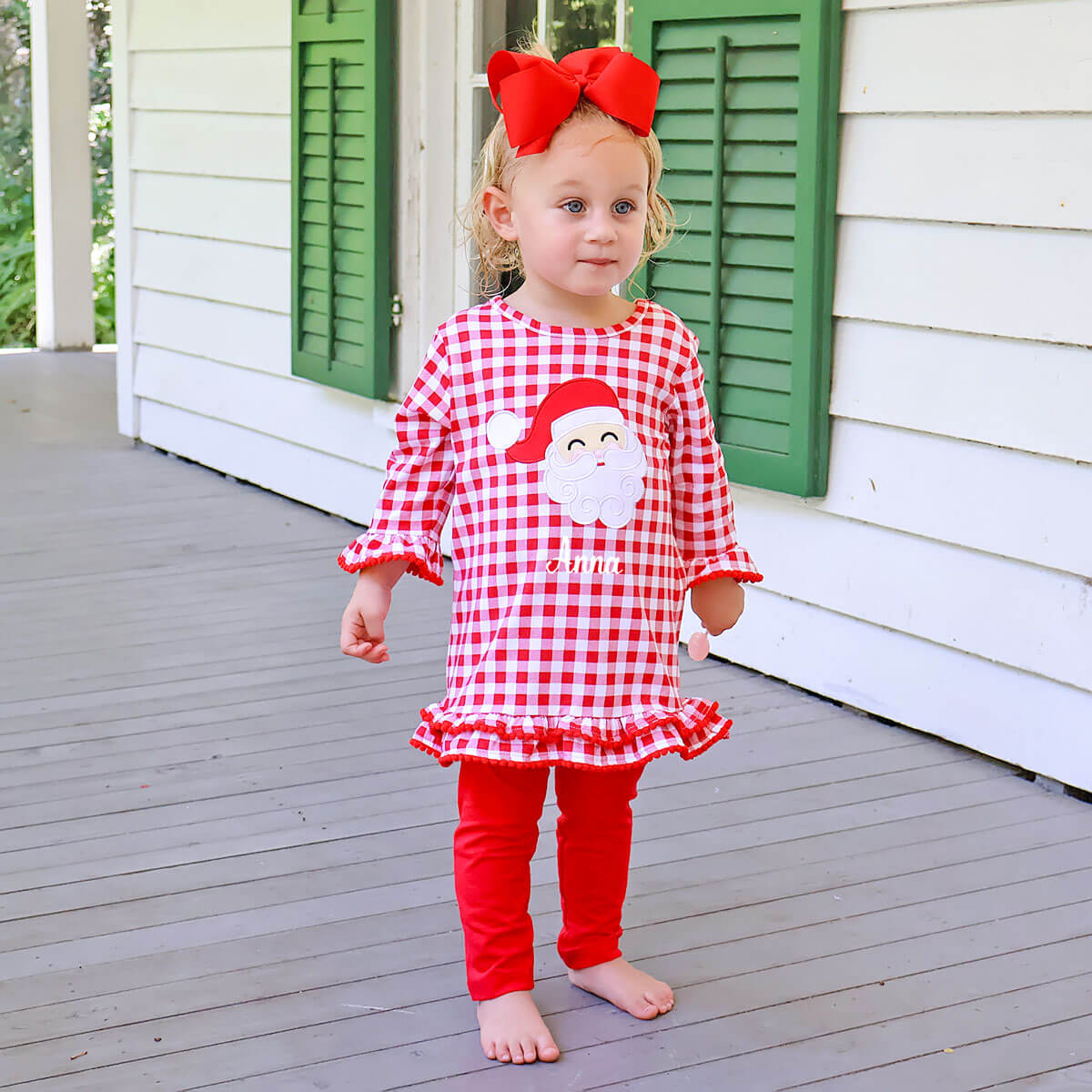 Happy Santa Red Gingham Milly Tunic Legging Set