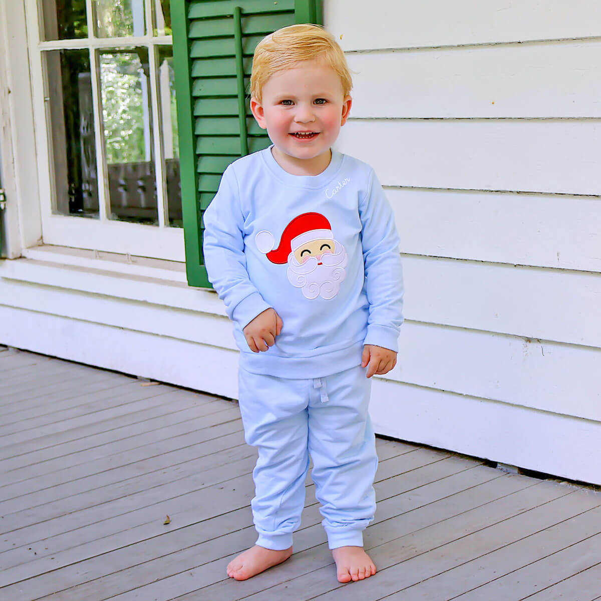 Happy Santa Light Blue Jogger Set