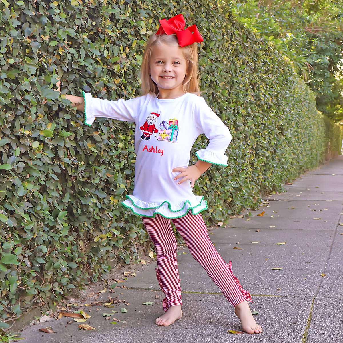 Santa's Presents Applique Red Stripe Milly Legging Set – Classic