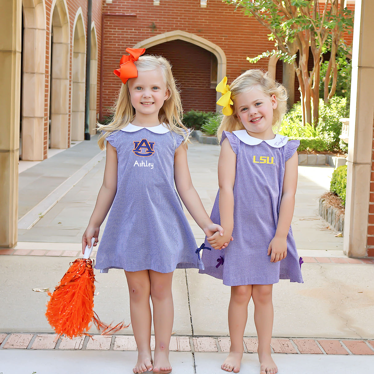 Auburn Embroidered Navy Gingham Dress