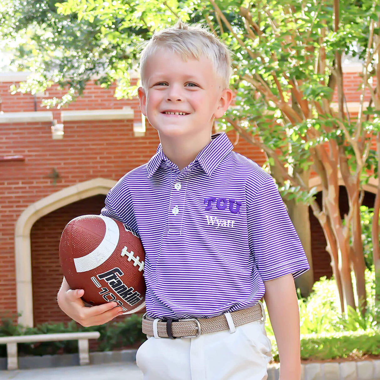 TCU Embroidered Purple Performance Polo