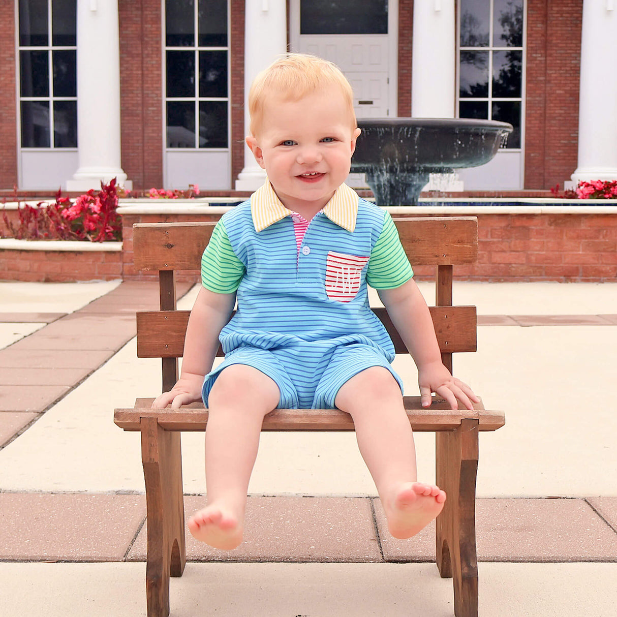 Colorblock Stripe Polo Romper