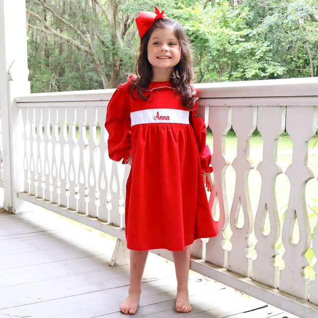 red corduroy dress Nobody's Child Starlight Corduroy long sleeve Mini Dress in Red