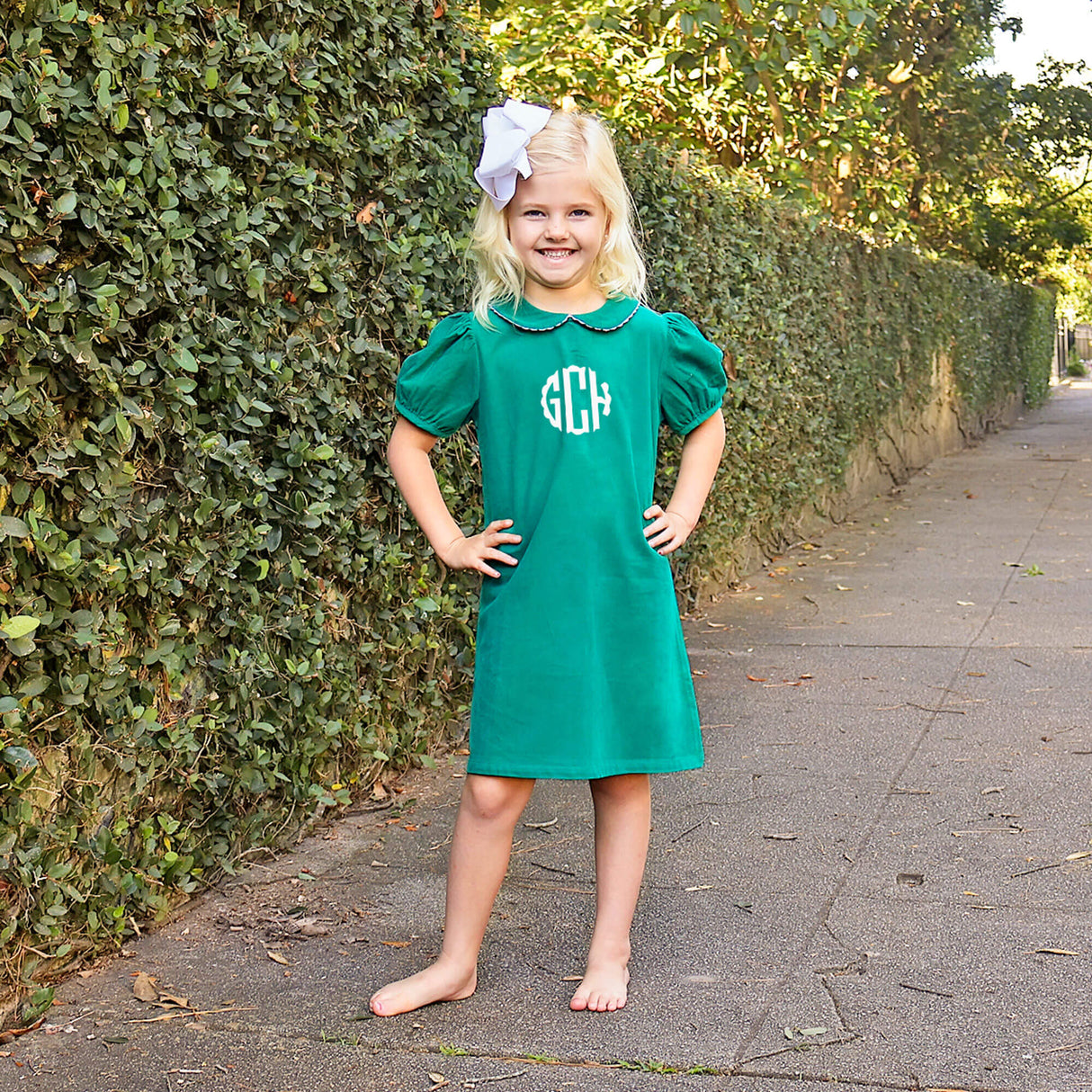 Green Corduroy Collared Sally Dress